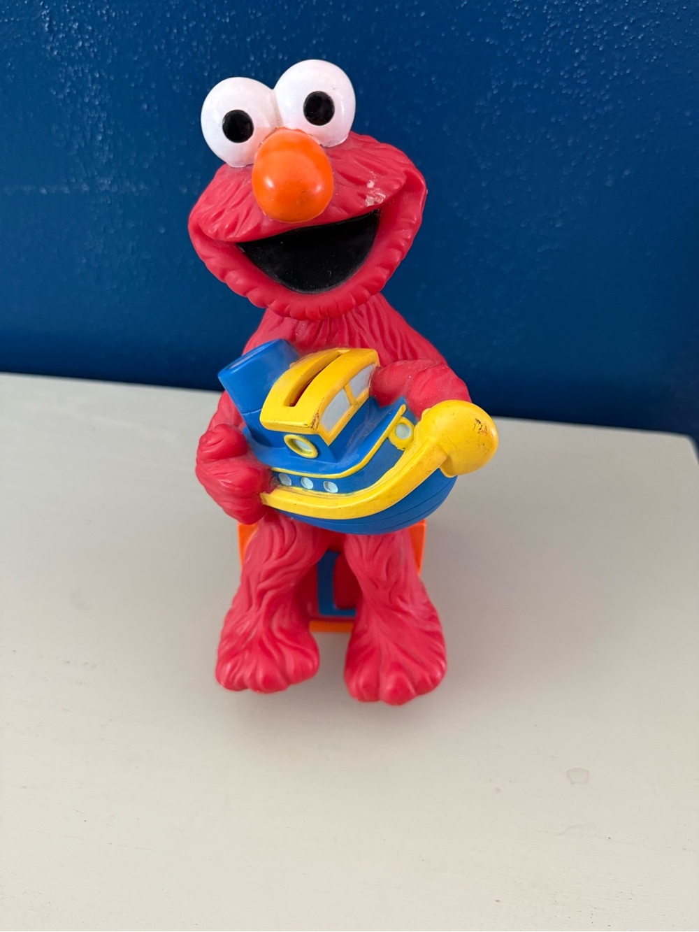 Vintage 1996 Applause Sesame Street Elmo with Toy Sailboat Block Piggy Coin Bank